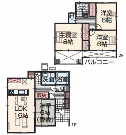 安曇野市三郷、新築一戸建ての間取り画像です