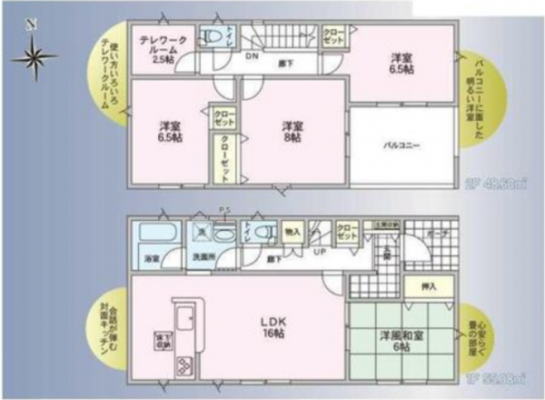 塩尻市大字広丘、新築一戸建ての間取り画像です