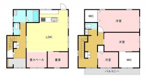 松本市大字里山辺、中古一戸建ての間取り画像です