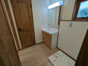 松本市大字里山辺、新築一戸建ての洗面画像です