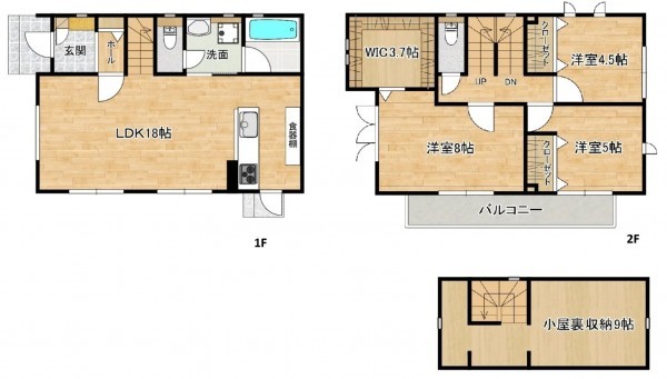 松本市大字里山辺、新築一戸建ての間取り画像です