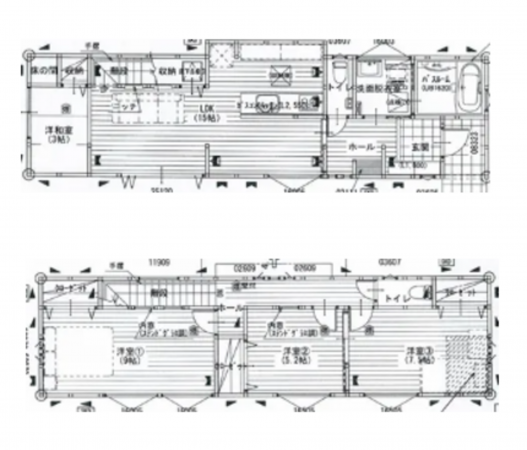松本市蟻ケ崎、中古一戸建ての間取り画像です