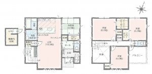 松本市大字島内、新築一戸建ての間取り画像です