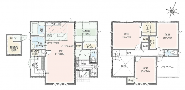 松本市大字島内、新築一戸建ての間取り画像です