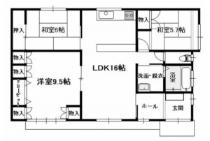 安曇野市穂高、中古一戸建ての間取り画像です