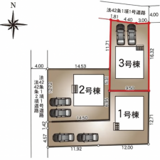 松本市横田、新築一戸建ての駐車場画像です