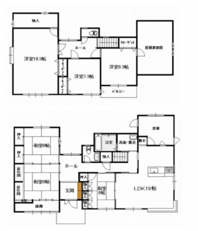 安曇野市豊科、中古一戸建ての間取り画像です