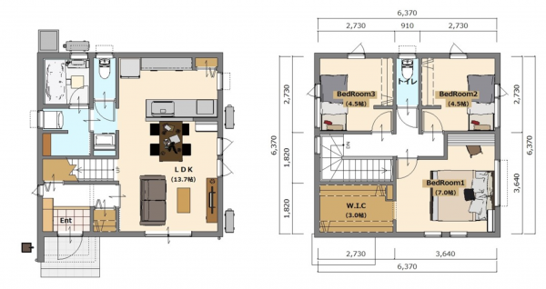 松本市沢村、新築一戸建ての間取り画像です