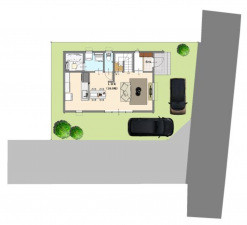 松本市沢村、新築一戸建ての完成予想図（外観）画像です