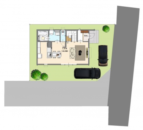 松本市沢村、新築一戸建ての完成予想図（外観）画像です