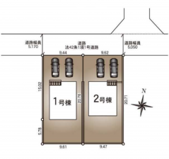 松本市波田、新築一戸建ての駐車場画像です