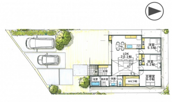安曇野市豊科、新築一戸建ての間取り画像です