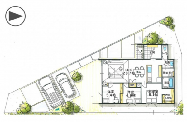 安曇野市豊科、新築一戸建ての間取り画像です