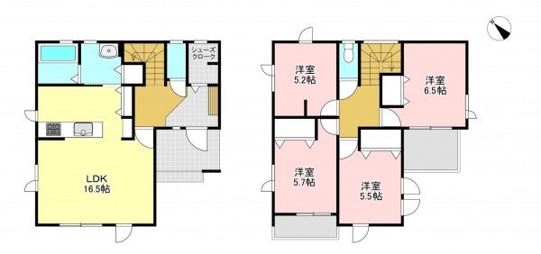 松本市女鳥羽、新築一戸建ての間取り画像です