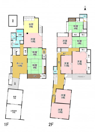 松本市女鳥羽、中古一戸建ての間取り画像です