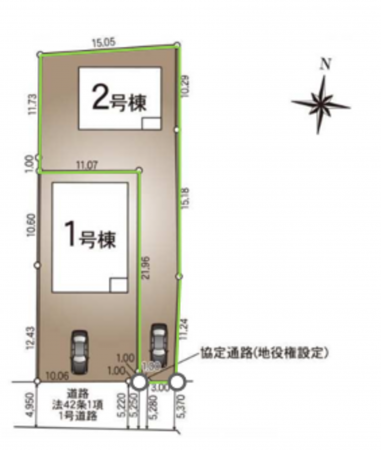 松本市波田、新築一戸建ての前面道路を含む現地写真画像です
