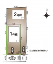 松本市波田、新築一戸建ての前面道路を含む現地写真画像です