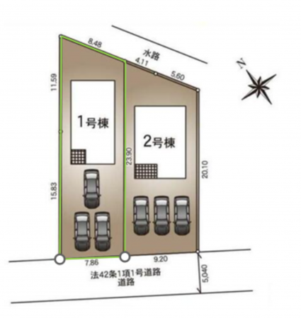 安曇野市三郷、新築一戸建ての前面道路を含む現地写真画像です