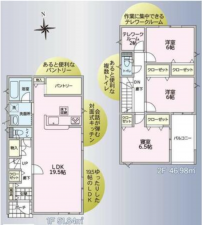 塩尻市大字広丘、新築一戸建ての間取り画像です