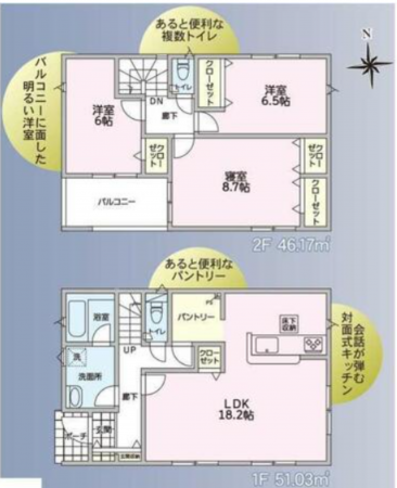 塩尻市大字広丘、新築一戸建ての間取り画像です