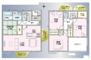 塩尻市大門、新築一戸建ての間取り画像です