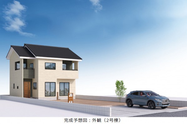 安曇野市三郷、新築一戸建ての完成予想図（外観）画像です
