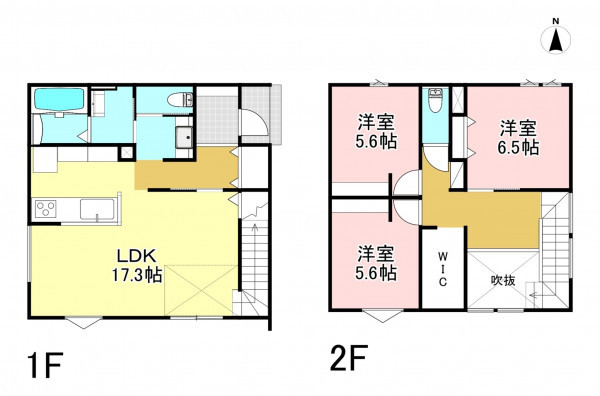 松本市野溝西、新築一戸建ての間取り画像です