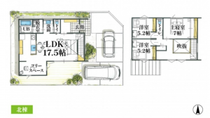 松本市野溝西、新築一戸建ての間取り画像です
