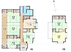 安曇野市明科、中古一戸建ての間取り画像です