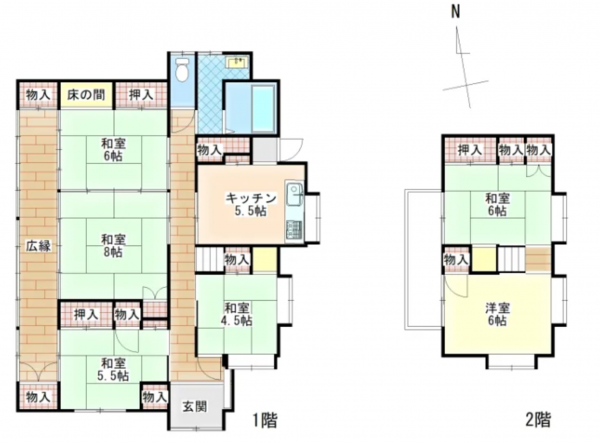 安曇野市明科、中古一戸建ての間取り画像です