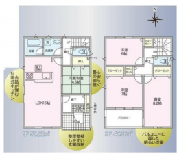 松本市南原、新築一戸建ての間取り画像です