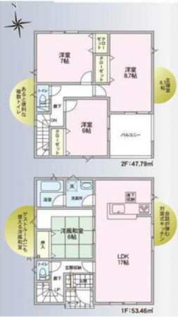 松本市大字里山辺、新築一戸建ての間取り画像です