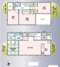塩尻市大字広丘、新築一戸建ての間取り画像です