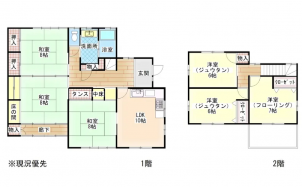 塩尻市大門、中古一戸建ての間取り画像です