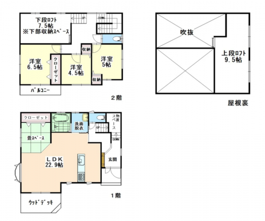 松本市大字里山辺、中古一戸建ての間取り画像です