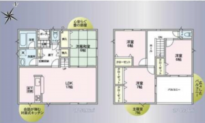 塩尻市大字塩尻町、新築一戸建ての間取り画像です