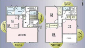 松本市大字岡田、新築一戸建ての間取り画像です