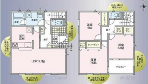 松本市大字岡田、新築一戸建ての間取り画像です