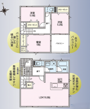 塩尻市大字広丘、新築一戸建ての間取り画像です