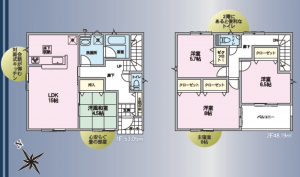 塩尻市大門、新築一戸建ての間取り画像です