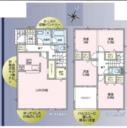 松本市大字島内、新築一戸建ての間取り画像です