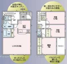 塩尻市大門、新築一戸建ての間取り画像です