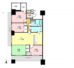松本市本庄、中古マンションの間取り画像です
