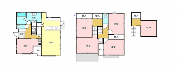 松本市石芝、中古一戸建ての間取り画像です
