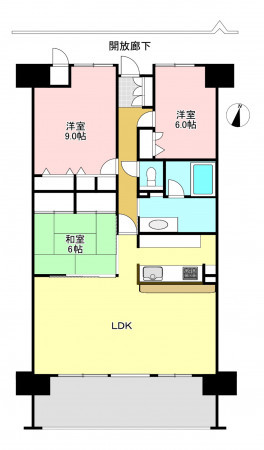 松本市渚、中古マンションの間取り画像です