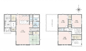 松本市大字里山辺、新築一戸建ての間取り画像です