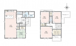 松本市大字里山辺、新築一戸建ての間取り画像です