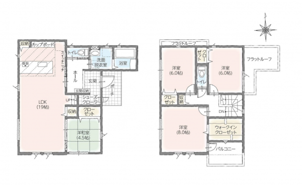 松本市大字里山辺、新築一戸建ての間取り画像です