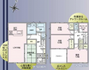 松本市波田、新築一戸建ての間取り画像です