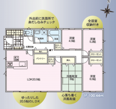 安曇野市穂高、新築一戸建ての間取り画像です
